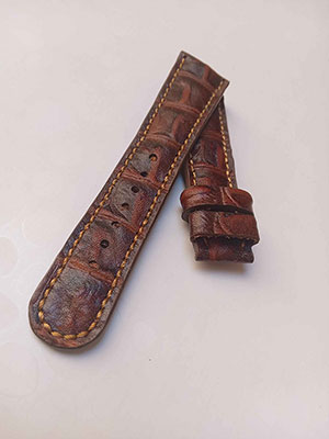 بند ساعت چرم گاوی کروکودیل قهوه ای